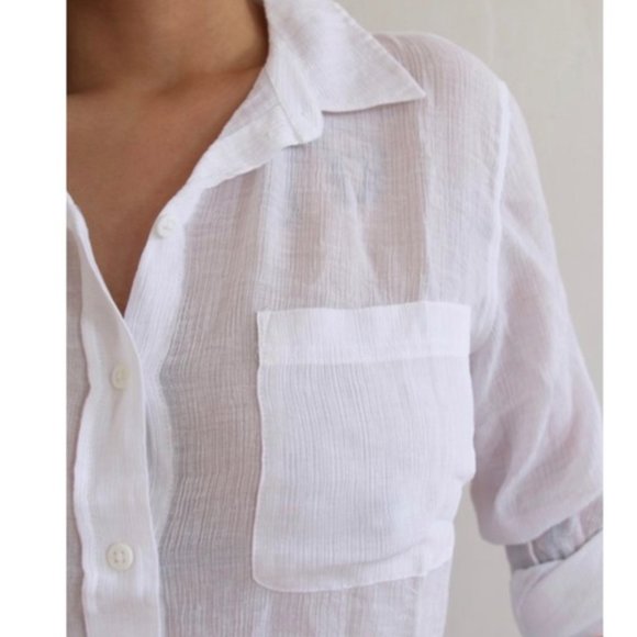 NWT $79 Sanctuary Boyfriend Relaxed and Oversized Blouse in Core - size XXS! - Picture 3 of 7